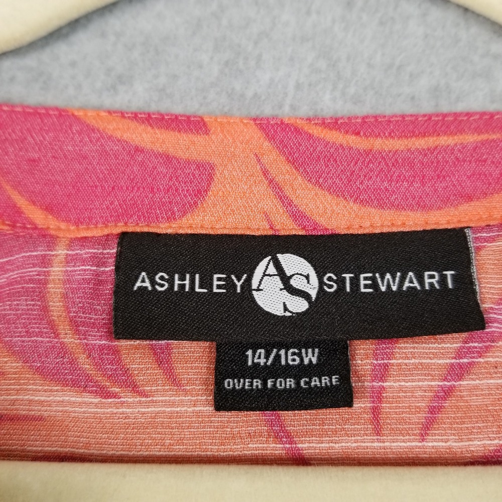 Ashley Stewart Top Womens 14W 16W Orange Pink Floral Sleeveless See Through Thin - Picture 5 of 9